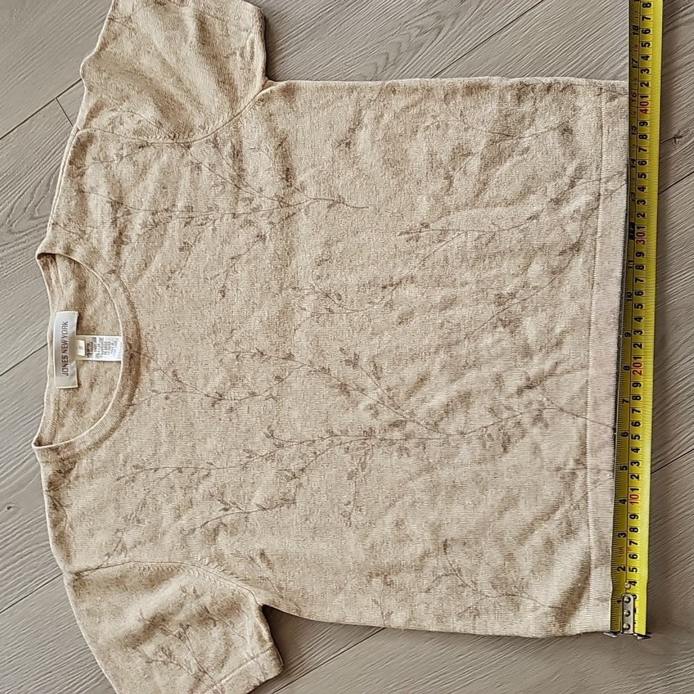Jones NY Angora & Lambswool Scandi Girl Botanical Print Short Sleeve Shirt, Sm - Picture 12 of 12